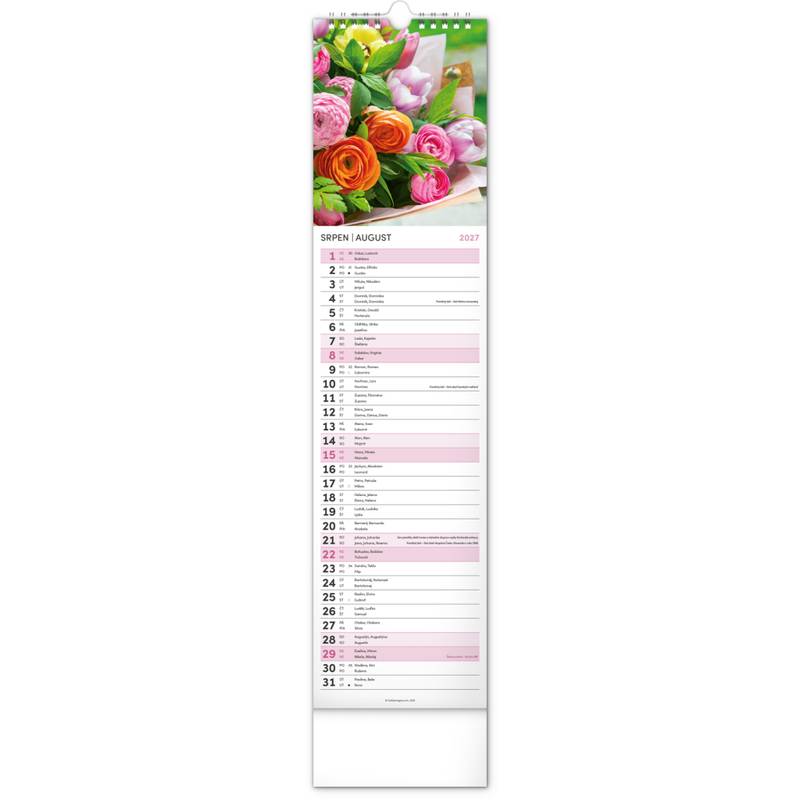 NOTIQUE Nástěnný kalendář Květiny – Květiny CZ/SK 2027, 12 x 48 cm NOTIQUE Nástěnný kalendář Květiny – Květiny CZ/SK 2027, 12 x 48 cm