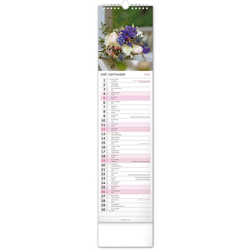 NOTIQUE Nástěnný kalendář Květiny – Květiny CZ/SK 2027, 12 x 48 cm NOTIQUE Nástěnný kalendář Květiny – Květiny CZ/SK 2027, 12 x 48 cm