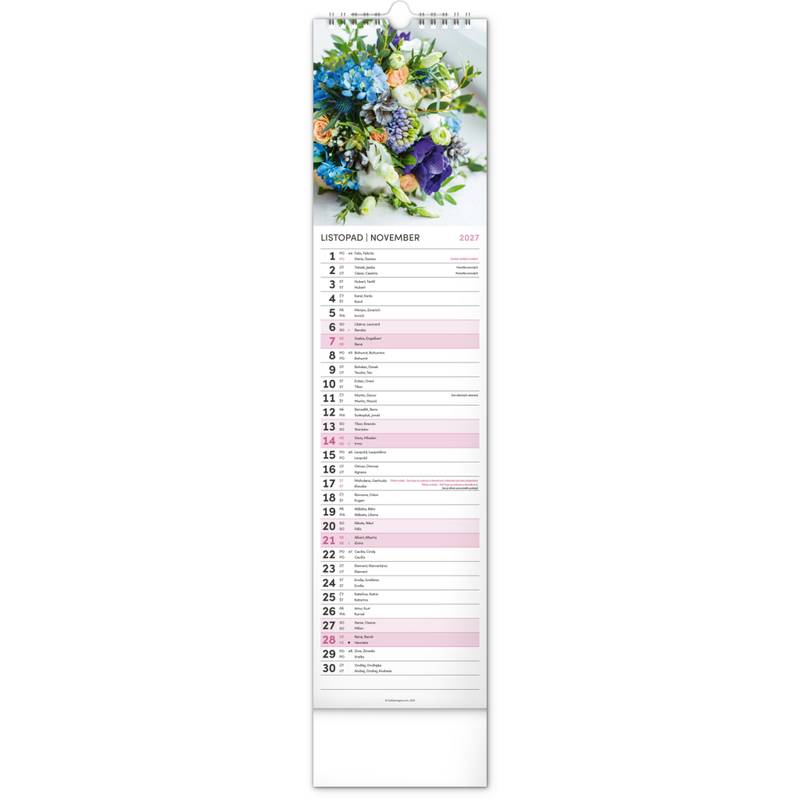 NOTIQUE Nástěnný kalendář Květiny – Květiny CZ/SK 2027, 12 x 48 cm NOTIQUE Nástěnný kalendář Květiny – Květiny CZ/SK 2027, 12 x 48 cm