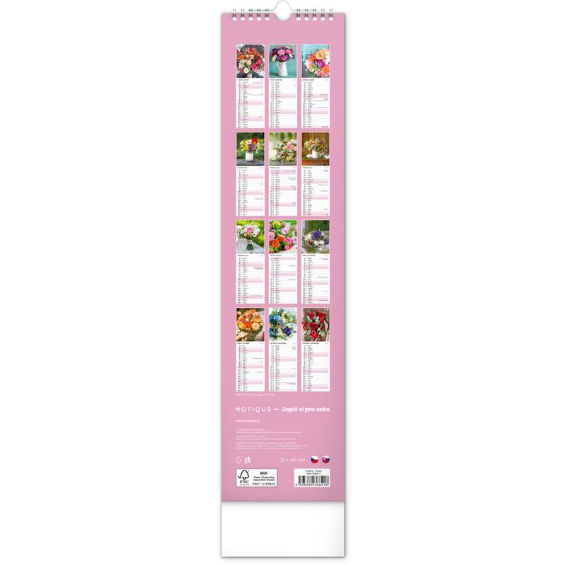 NOTIQUE Nástěnný kalendář Květiny – Květiny CZ/SK 2027, 12 x 48 cm NOTIQUE Nástěnný kalendář Květiny – Květiny CZ/SK 2027, 12 x 48 cm
