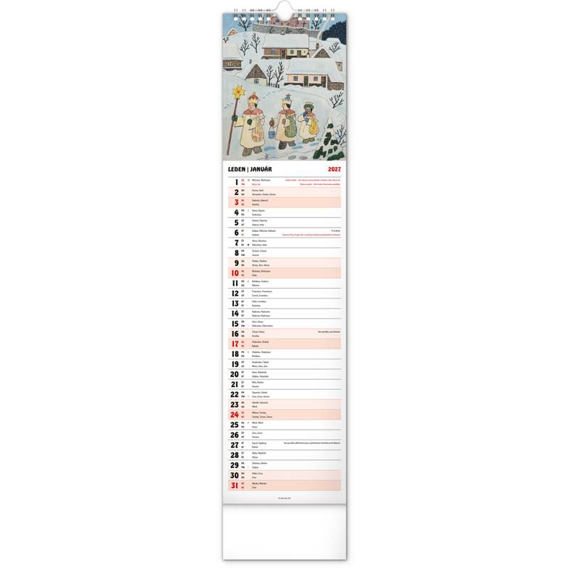 NOTIQUE Nástěnný kalendář Josef Lada CZ/SK 2027, 12 x 48 cm NOTIQUE Nástěnný kalendář Josef Lada CZ/SK 2027, 12 x 48 cm