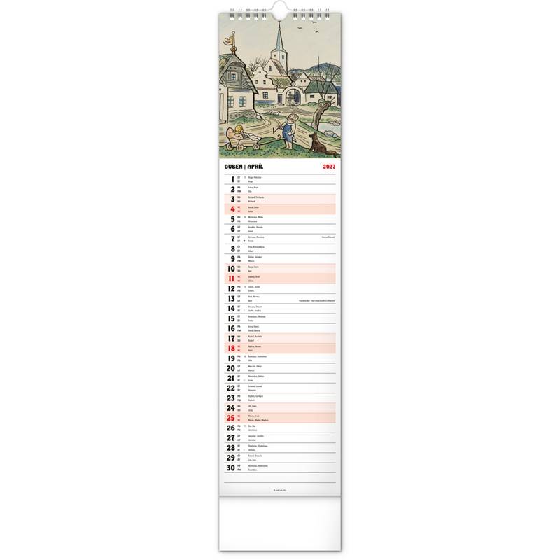 NOTIQUE Nástěnný kalendář Josef Lada CZ/SK 2027, 12 x 48 cm NOTIQUE Nástěnný kalendář Josef Lada CZ/SK 2027, 12 x 48 cm
