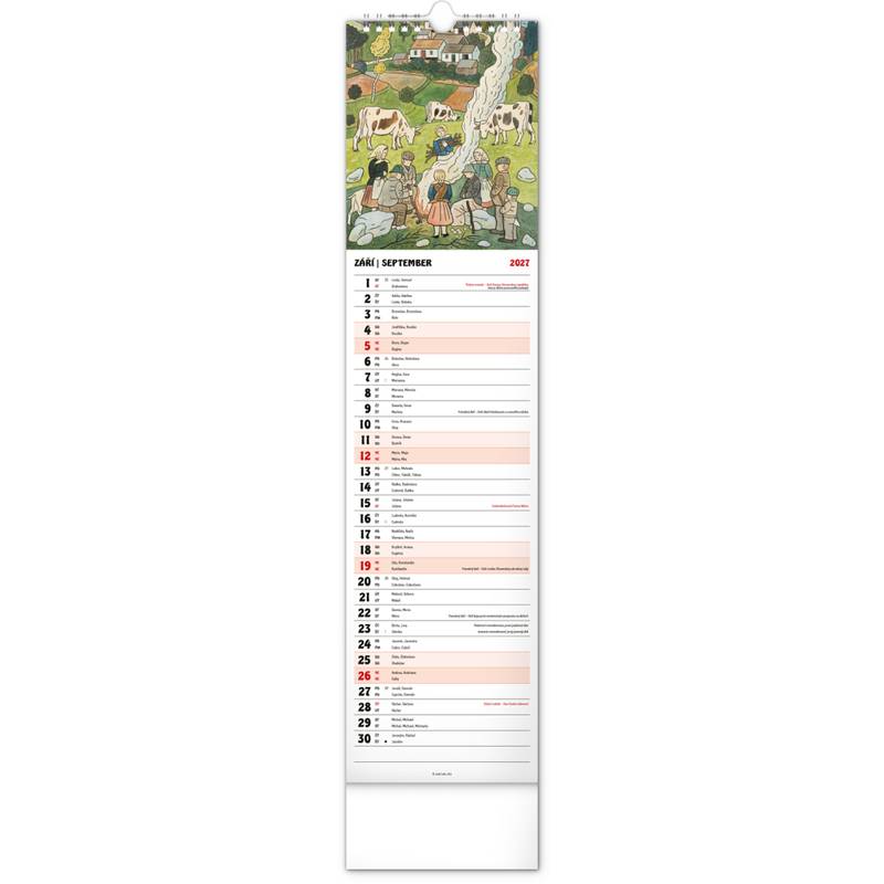 NOTIQUE Nástěnný kalendář Josef Lada CZ/SK 2027, 12 x 48 cm NOTIQUE Nástěnný kalendář Josef Lada CZ/SK 2027, 12 x 48 cm