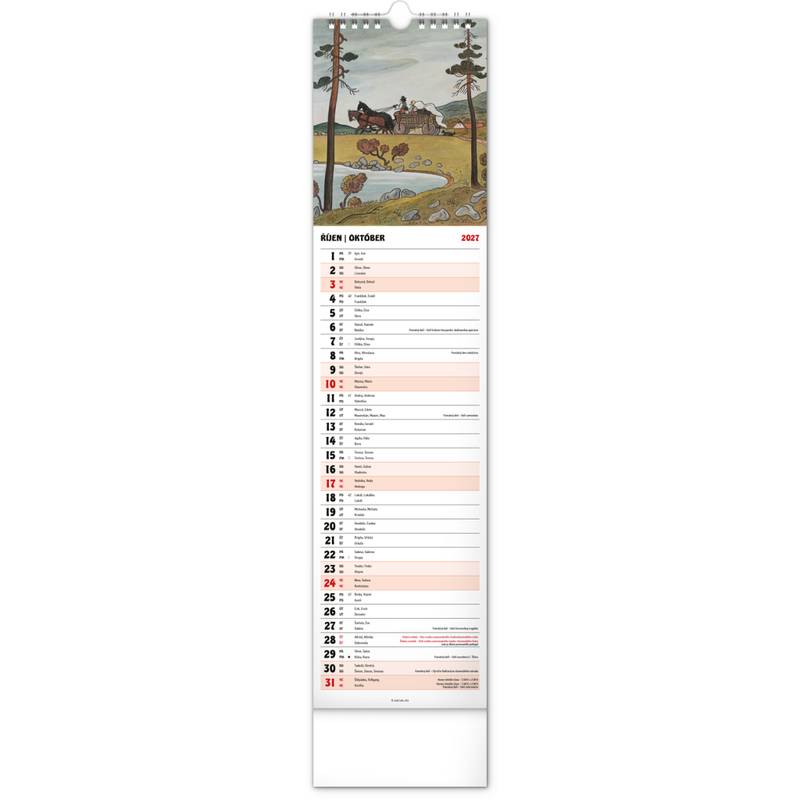 NOTIQUE Nástěnný kalendář Josef Lada CZ/SK 2027, 12 x 48 cm NOTIQUE Nástěnný kalendář Josef Lada CZ/SK 2027, 12 x 48 cm