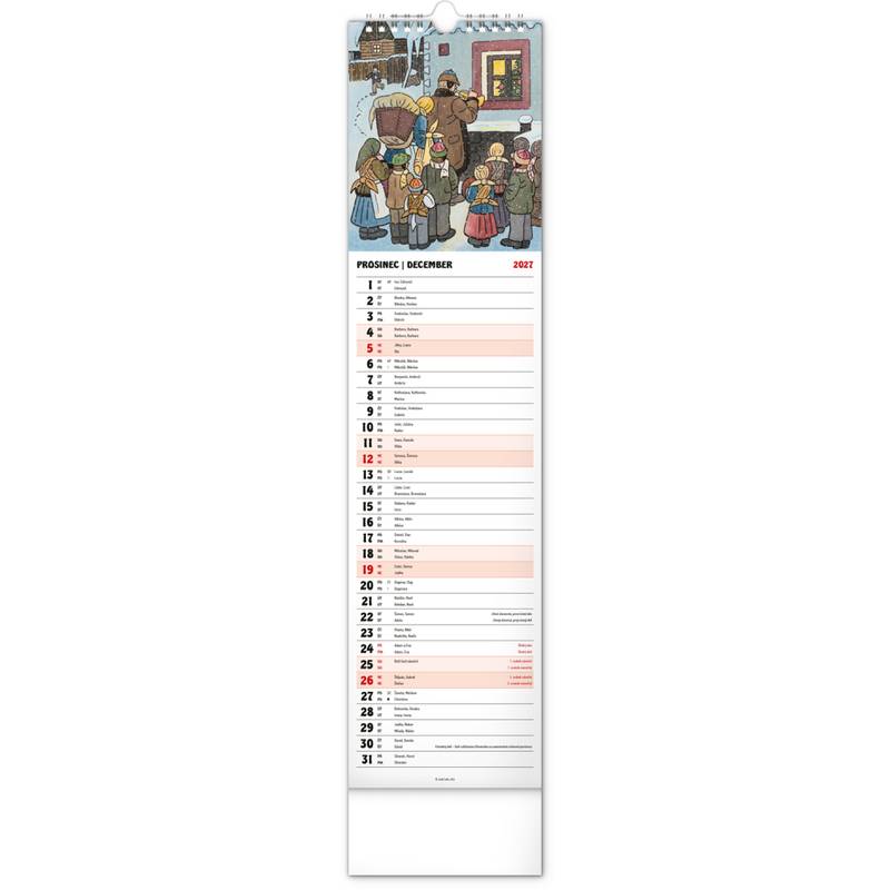 NOTIQUE Nástěnný kalendář Josef Lada CZ/SK 2027, 12 x 48 cm NOTIQUE Nástěnný kalendář Josef Lada CZ/SK 2027, 12 x 48 cm