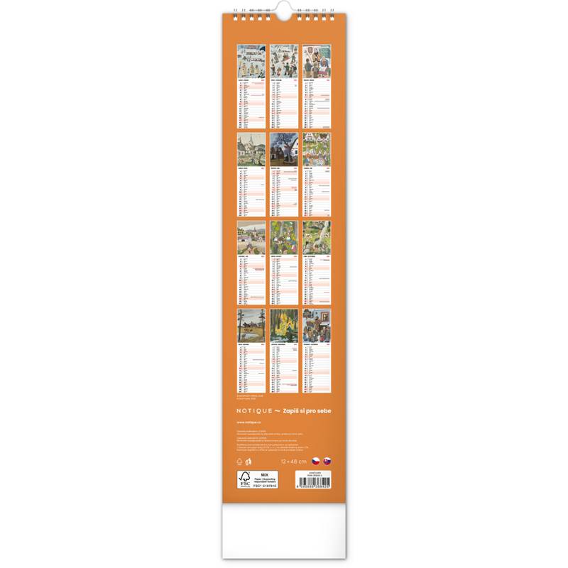 NOTIQUE Nástěnný kalendář Josef Lada CZ/SK 2027, 12 x 48 cm NOTIQUE Nástěnný kalendář Josef Lada CZ/SK 2027, 12 x 48 cm