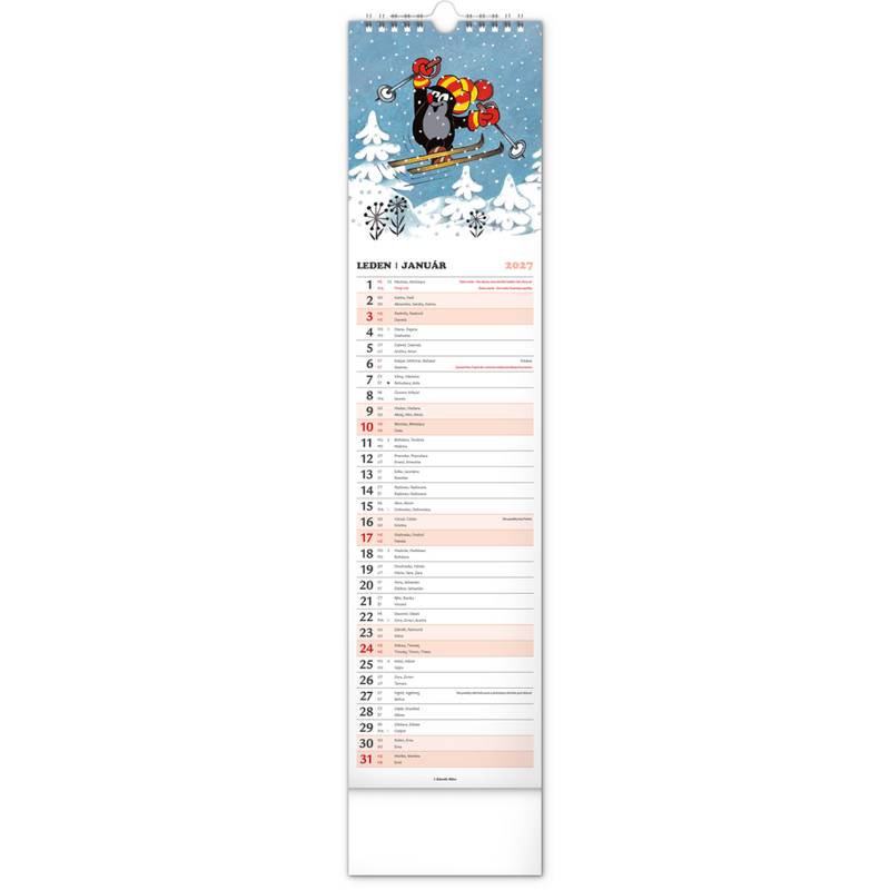 NOTIQUE Nástěnný kalendář Krtek CZ/SK 2027, 12 x 48 cm NOTIQUE Nástěnný kalendář Krtek CZ/SK 2027, 12 x 48 cm