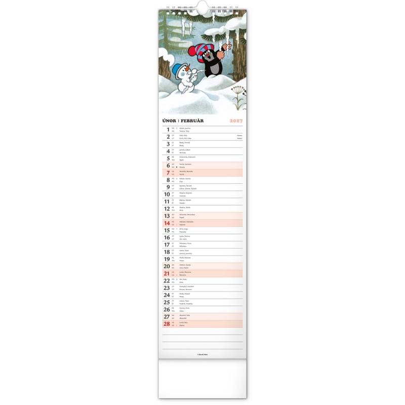 NOTIQUE Nástěnný kalendář Krtek CZ/SK 2027, 12 x 48 cm NOTIQUE Nástěnný kalendář Krtek CZ/SK 2027, 12 x 48 cm