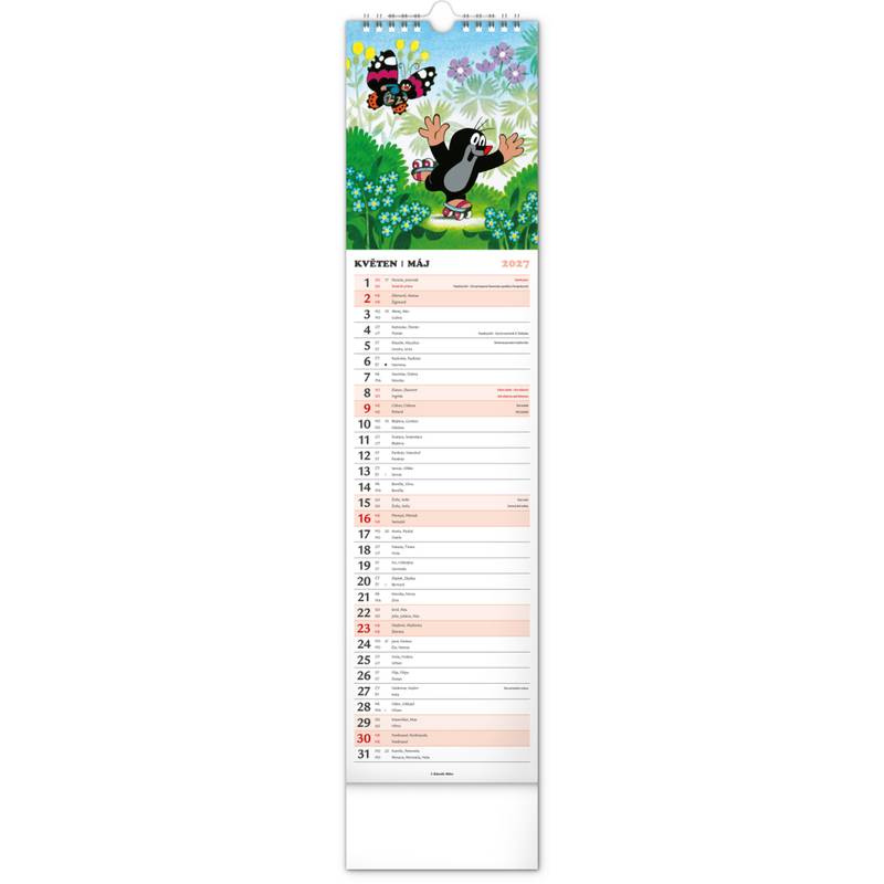 NOTIQUE Nástěnný kalendář Krtek CZ/SK 2027, 12 x 48 cm NOTIQUE Nástěnný kalendář Krtek CZ/SK 2027, 12 x 48 cm