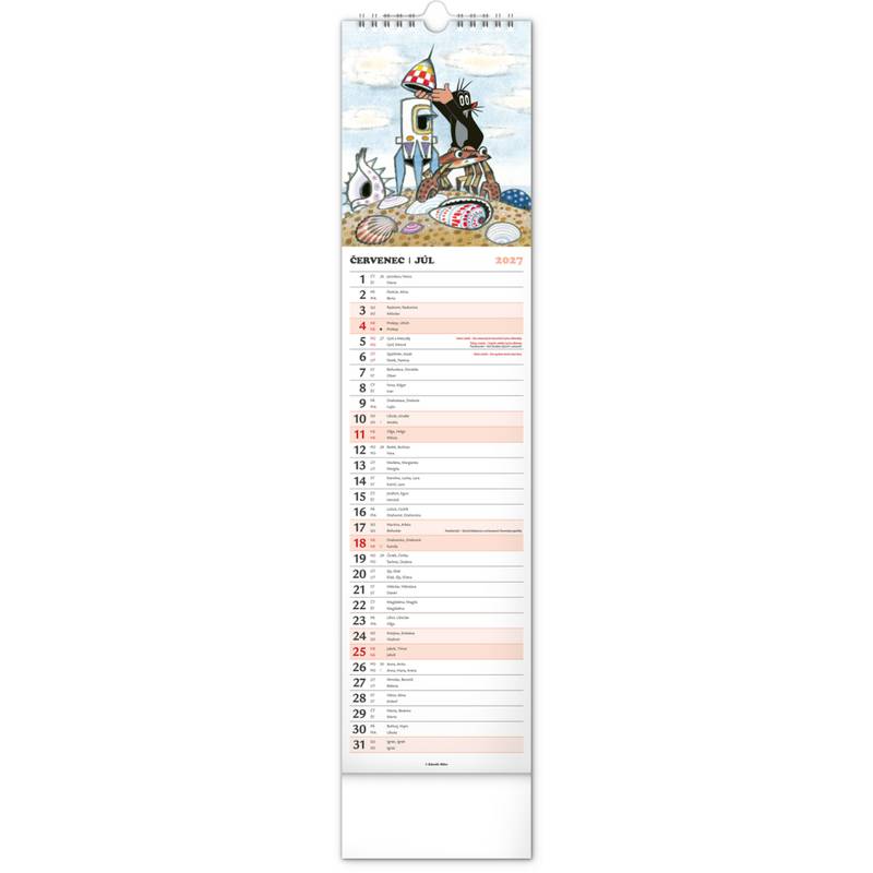 NOTIQUE Nástěnný kalendář Krtek CZ/SK 2027, 12 x 48 cm NOTIQUE Nástěnný kalendář Krtek CZ/SK 2027, 12 x 48 cm