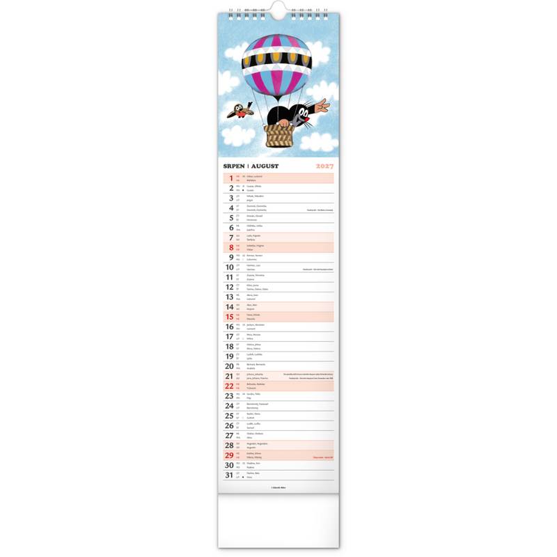 NOTIQUE Nástěnný kalendář Krtek CZ/SK 2027, 12 x 48 cm NOTIQUE Nástěnný kalendář Krtek CZ/SK 2027, 12 x 48 cm