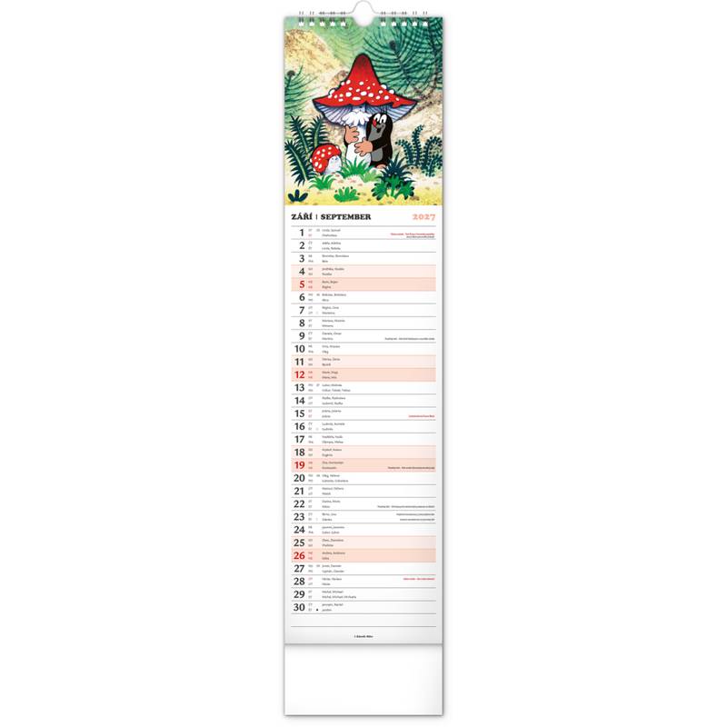 NOTIQUE Nástěnný kalendář Krtek CZ/SK 2027, 12 x 48 cm NOTIQUE Nástěnný kalendář Krtek CZ/SK 2027, 12 x 48 cm