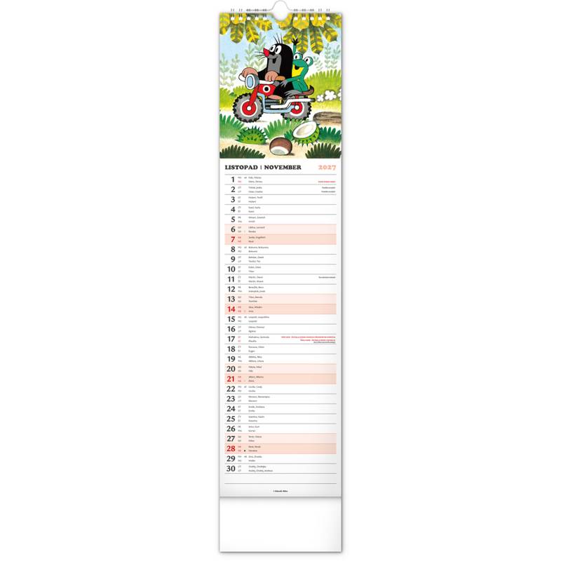 NOTIQUE Nástěnný kalendář Krtek CZ/SK 2027, 12 x 48 cm NOTIQUE Nástěnný kalendář Krtek CZ/SK 2027, 12 x 48 cm