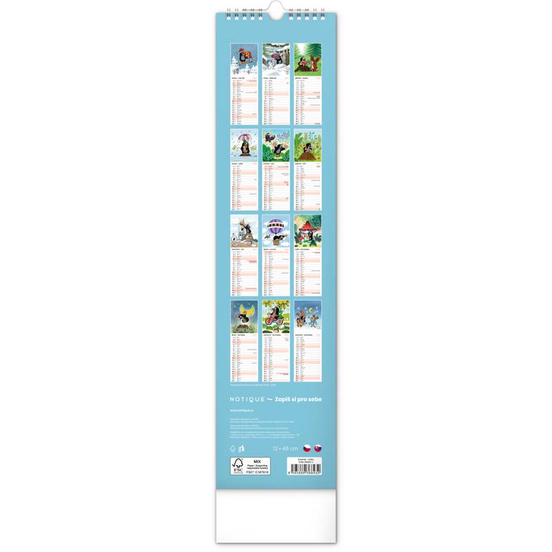 NOTIQUE Nástěnný kalendář Krtek CZ/SK 2027, 12 x 48 cm NOTIQUE Nástěnný kalendář Krtek CZ/SK 2027, 12 x 48 cm