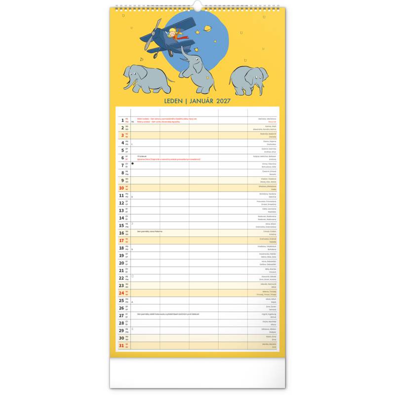 NOTIQUE Nástěnný kalendář Rodinný plánovací Malý princ CZ/SK 2027, 21 x 42 cm NOTIQUE Nástěnný kalendář Rodinný plánovací Malý princ CZ/SK 2027, 21 x 42 cm