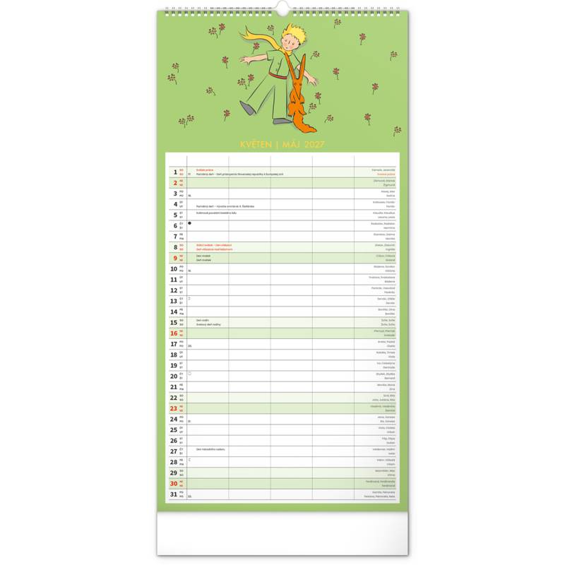 NOTIQUE Nástěnný kalendář Rodinný plánovací Malý princ CZ/SK 2027, 21 x 42 cm NOTIQUE Nástěnný kalendář Rodinný plánovací Malý princ CZ/SK 2027, 21 x 42 cm