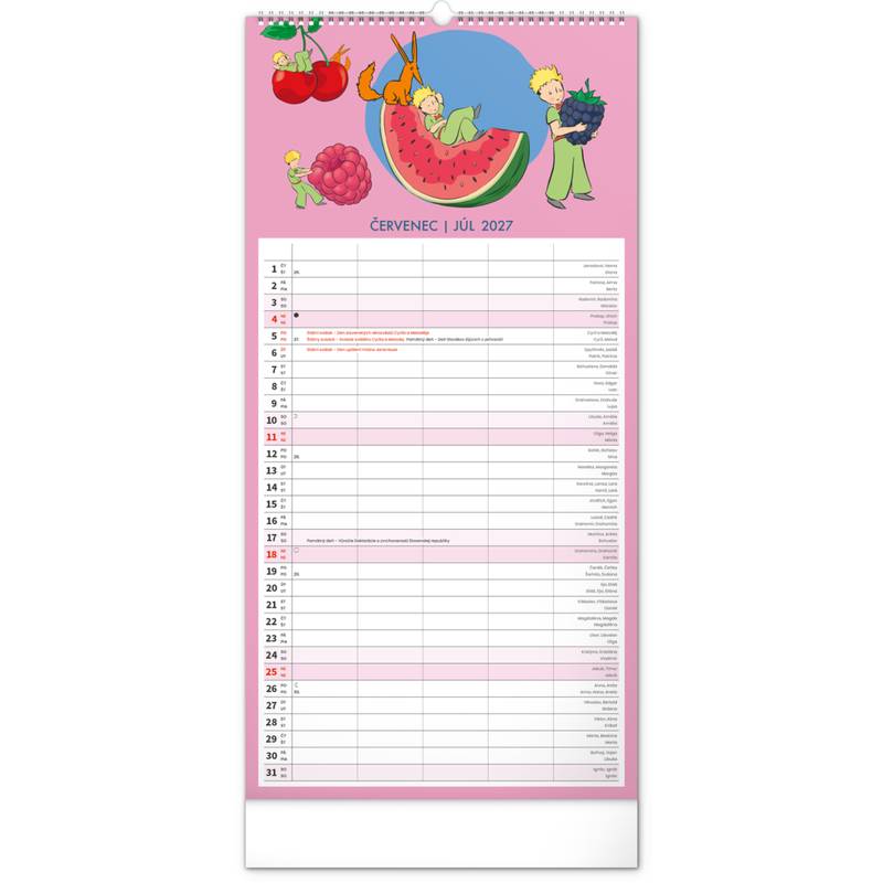 NOTIQUE Nástěnný kalendář Rodinný plánovací Malý princ CZ/SK 2027, 21 x 42 cm NOTIQUE Nástěnný kalendář Rodinný plánovací Malý princ CZ/SK 2027, 21 x 42 cm