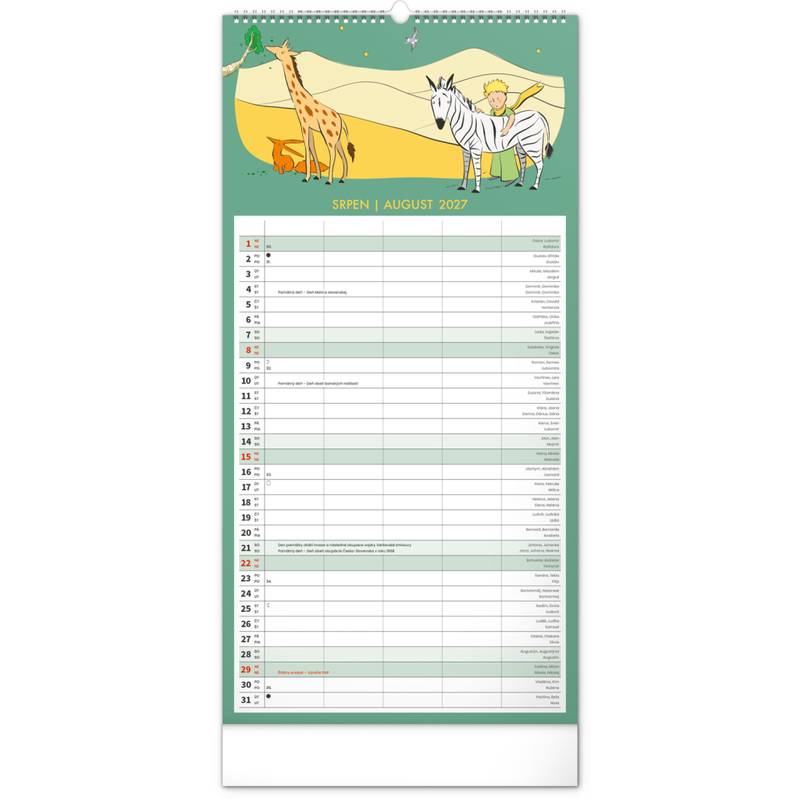 NOTIQUE Nástěnný kalendář Rodinný plánovací Malý princ CZ/SK 2027, 21 x 42 cm NOTIQUE Nástěnný kalendář Rodinný plánovací Malý princ CZ/SK 2027, 21 x 42 cm