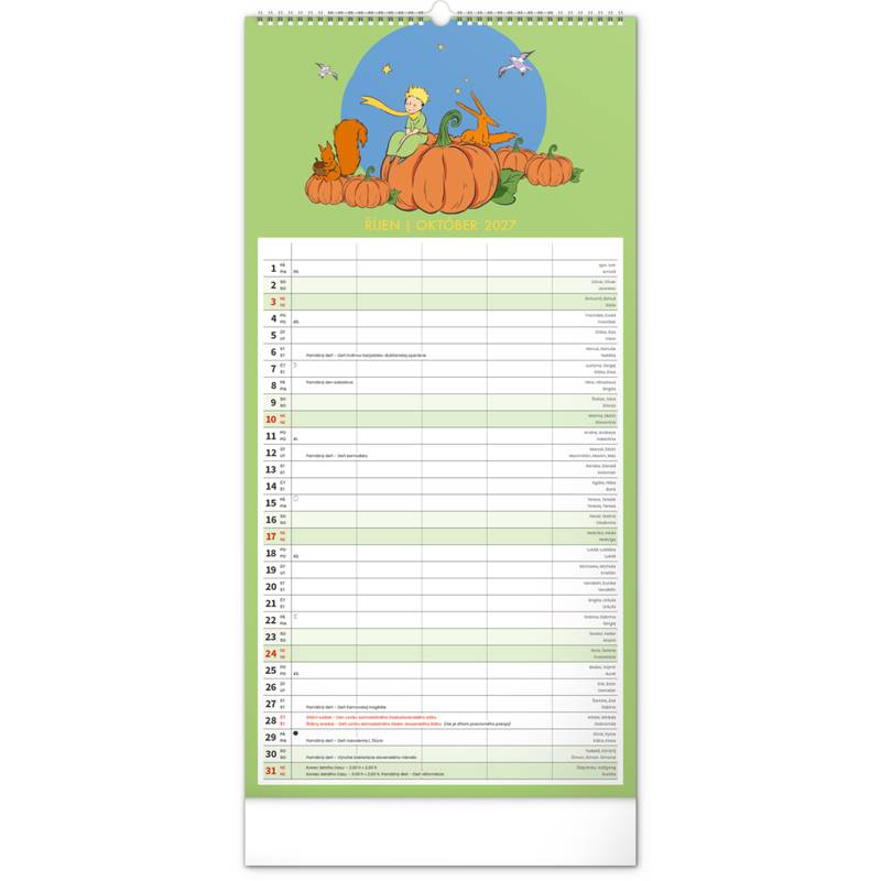 NOTIQUE Nástěnný kalendář Rodinný plánovací Malý princ CZ/SK 2027, 21 x 42 cm NOTIQUE Nástěnný kalendář Rodinný plánovací Malý princ CZ/SK 2027, 21 x 42 cm