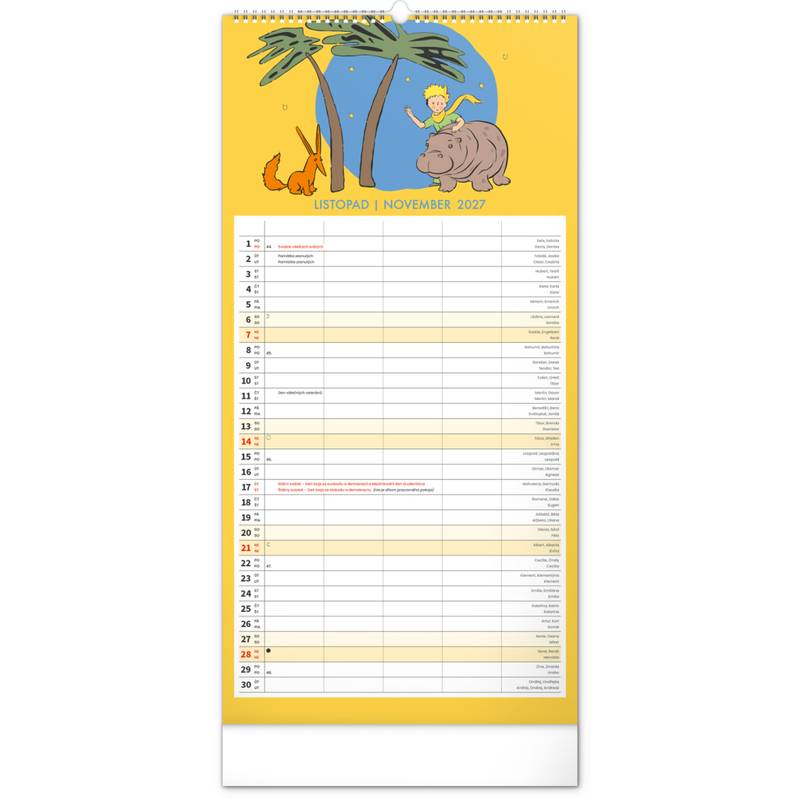 NOTIQUE Nástěnný kalendář Rodinný plánovací Malý princ CZ/SK 2027, 21 x 42 cm NOTIQUE Nástěnný kalendář Rodinný plánovací Malý princ CZ/SK 2027, 21 x 42 cm