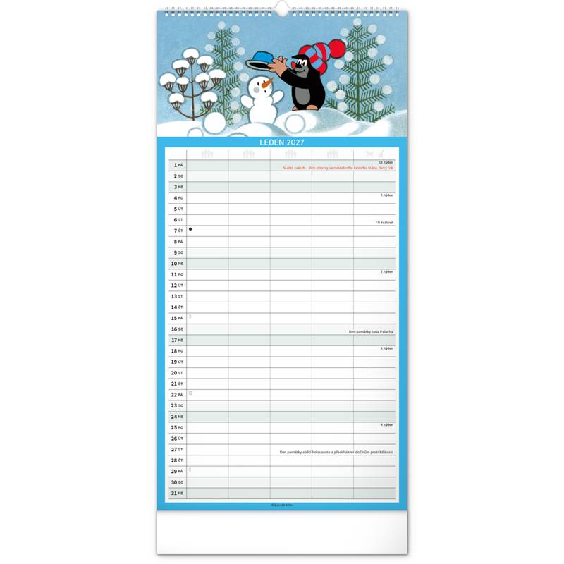 NOTIQUE Nástěnný kalendář Rodinný plánovací Krtek CZ 2027, 21 x 42 cm NOTIQUE Nástěnný kalendář Rodinný plánovací Krtek CZ 2027, 21 x 42 cm