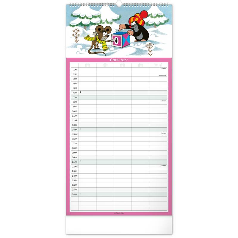NOTIQUE Nástěnný kalendář Rodinný plánovací Krtek CZ 2027, 21 x 42 cm NOTIQUE Nástěnný kalendář Rodinný plánovací Krtek CZ 2027, 21 x 42 cm