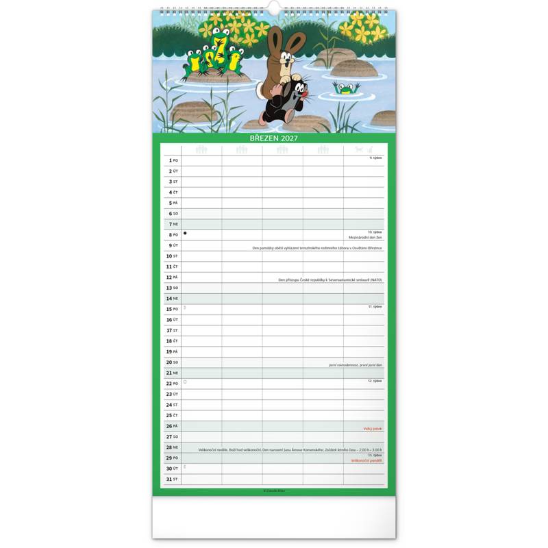 NOTIQUE Nástěnný kalendář Rodinný plánovací Krtek CZ 2027, 21 x 42 cm NOTIQUE Nástěnný kalendář Rodinný plánovací Krtek CZ 2027, 21 x 42 cm