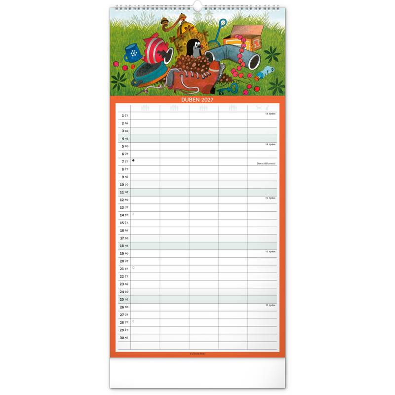NOTIQUE Nástěnný kalendář Rodinný plánovací Krtek CZ 2027, 21 x 42 cm NOTIQUE Nástěnný kalendář Rodinný plánovací Krtek CZ 2027, 21 x 42 cm