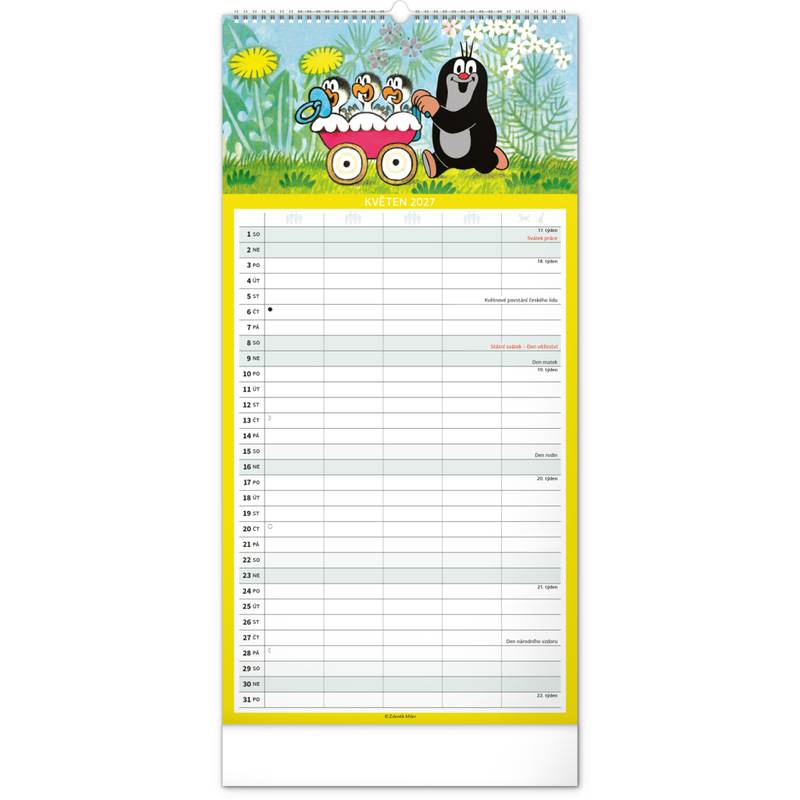 NOTIQUE Nástěnný kalendář Rodinný plánovací Krtek CZ 2027, 21 x 42 cm NOTIQUE Nástěnný kalendář Rodinný plánovací Krtek CZ 2027, 21 x 42 cm