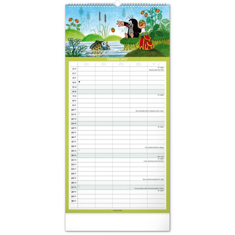 NOTIQUE Nástěnný kalendář Rodinný plánovací Krtek CZ 2027, 21 x 42 cm NOTIQUE Nástěnný kalendář Rodinný plánovací Krtek CZ 2027, 21 x 42 cm
