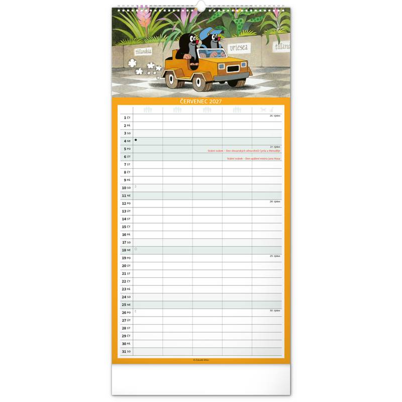NOTIQUE Nástěnný kalendář Rodinný plánovací Krtek CZ 2027, 21 x 42 cm NOTIQUE Nástěnný kalendář Rodinný plánovací Krtek CZ 2027, 21 x 42 cm
