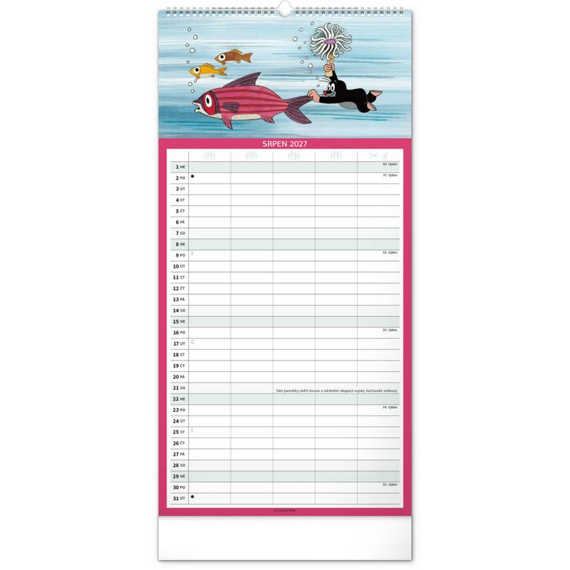 NOTIQUE Nástěnný kalendář Rodinný plánovací Krtek CZ 2027, 21 x 42 cm NOTIQUE Nástěnný kalendář Rodinný plánovací Krtek CZ 2027, 21 x 42 cm