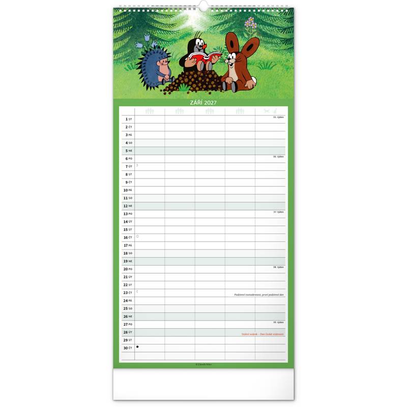 NOTIQUE Nástěnný kalendář Rodinný plánovací Krtek CZ 2027, 21 x 42 cm NOTIQUE Nástěnný kalendář Rodinný plánovací Krtek CZ 2027, 21 x 42 cm