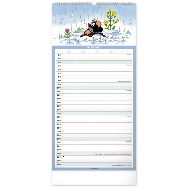 NOTIQUE Nástěnný kalendář Rodinný plánovací Krtek CZ 2027, 21 x 42 cm NOTIQUE Nástěnný kalendář Rodinný plánovací Krtek CZ 2027, 21 x 42 cm