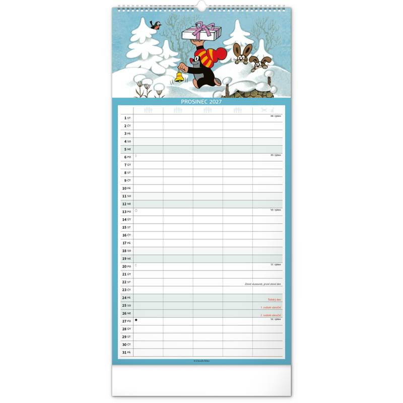 NOTIQUE Nástěnný kalendář Rodinný plánovací Krtek CZ 2027, 21 x 42 cm NOTIQUE Nástěnný kalendář Rodinný plánovací Krtek CZ 2027, 21 x 42 cm