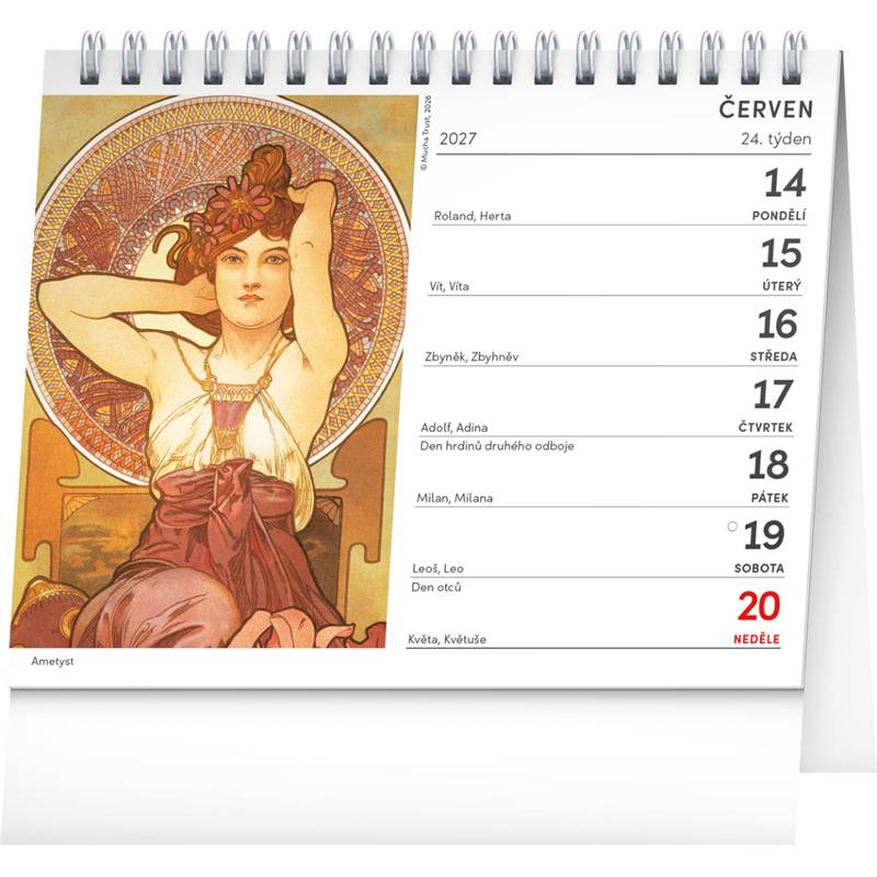 NOTIQUE Stolní kalendář Alfons Mucha CZ 2027, 16,5 x 13 cm NOTIQUE Stolní kalendář Alfons Mucha CZ 2027, 16,5 x 13 cm