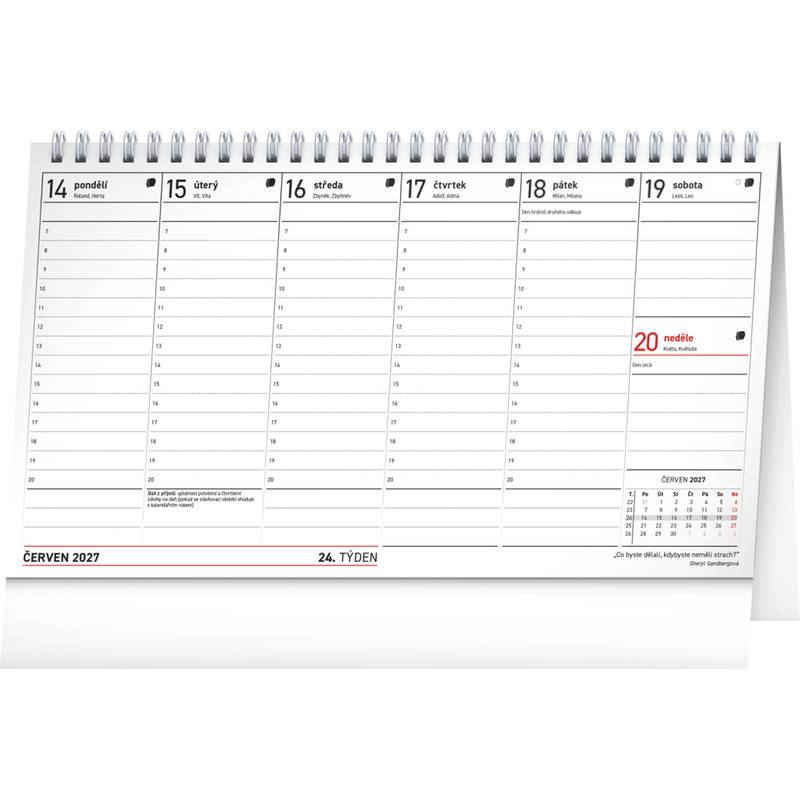 NOTIQUE Stolní kalendář Poznámkový daňový s citáty CZ 2027, 25 x 14,5 cm NOTIQUE Stolní kalendář Poznámkový daňový s citáty CZ 2027, 25 x 14,5 cm