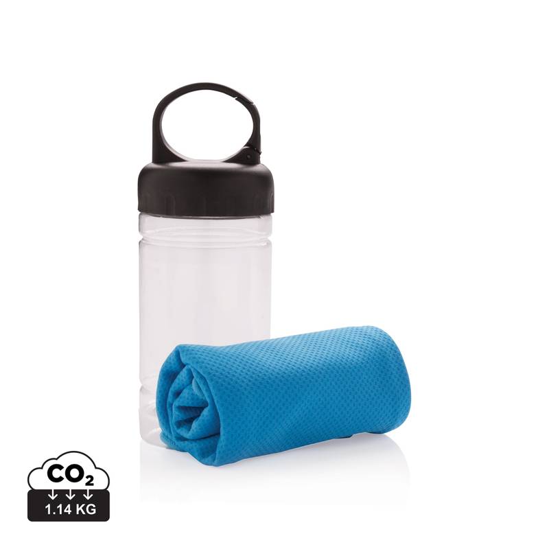 Chladiaci uterák v plast.fľaši, uterák 77x30 cm, modrá Chladiaci uterák v plast.fľaši, uterák 77x30 cm, modrá