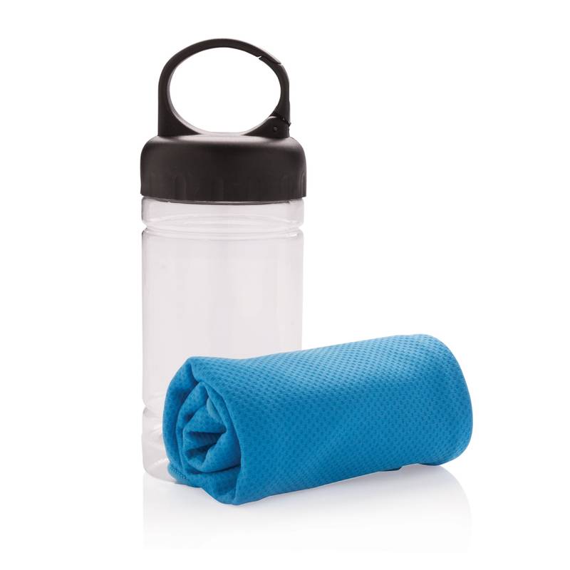 Chladiaci uterák v plast.fľaši, uterák 77x30 cm, modrá Chladiaci uterák v plast.fľaši, uterák 77x30 cm, modrá