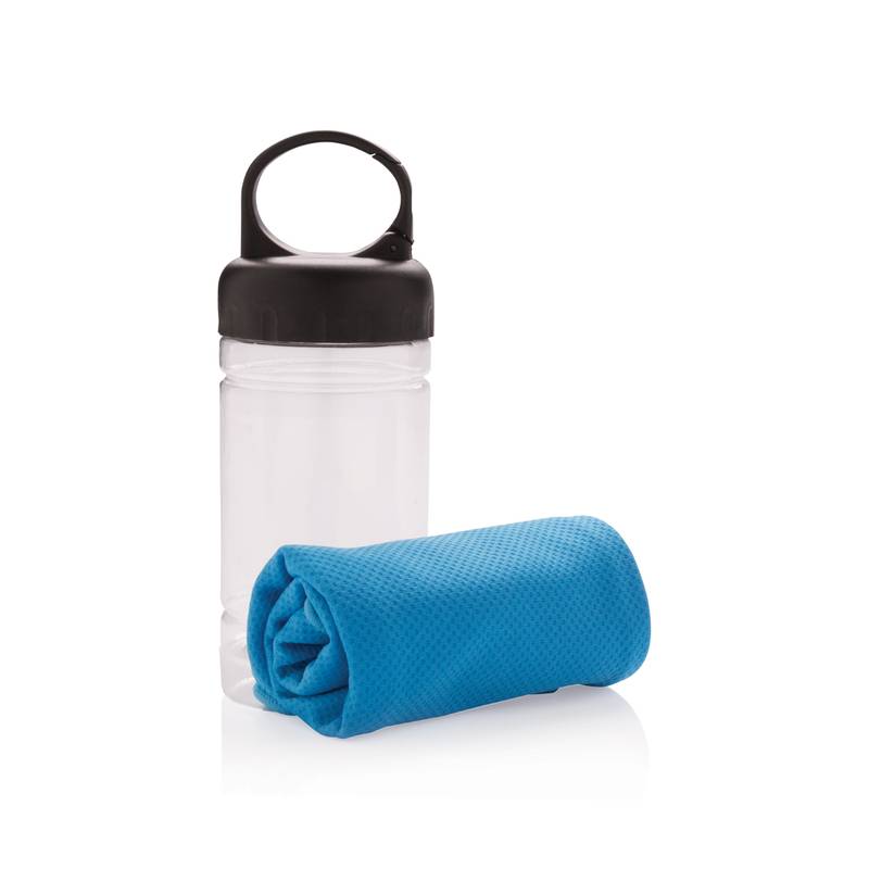 Chladiaci uterák v plast.fľaši, uterák 77x30 cm, modrá Chladiaci uterák v plast.fľaši, uterák 77x30 cm, modrá