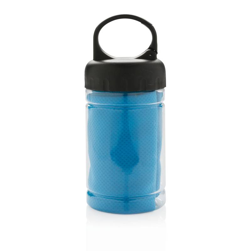 Chladiaci uterák v plast.fľaši, uterák 77x30 cm, modrá Chladiaci uterák v plast.fľaši, uterák 77x30 cm, modrá