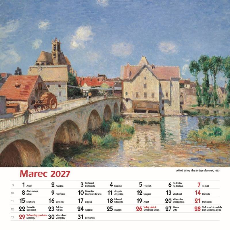 Nástenný kalendár Impresionisti štvorec 2027 Nástenný kalendár Impresionisti štvorec 2027