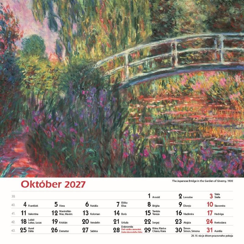 Nástenný kalendár Claude Monet štvorec 2027 Nástenný kalendár Claude Monet štvorec 2027