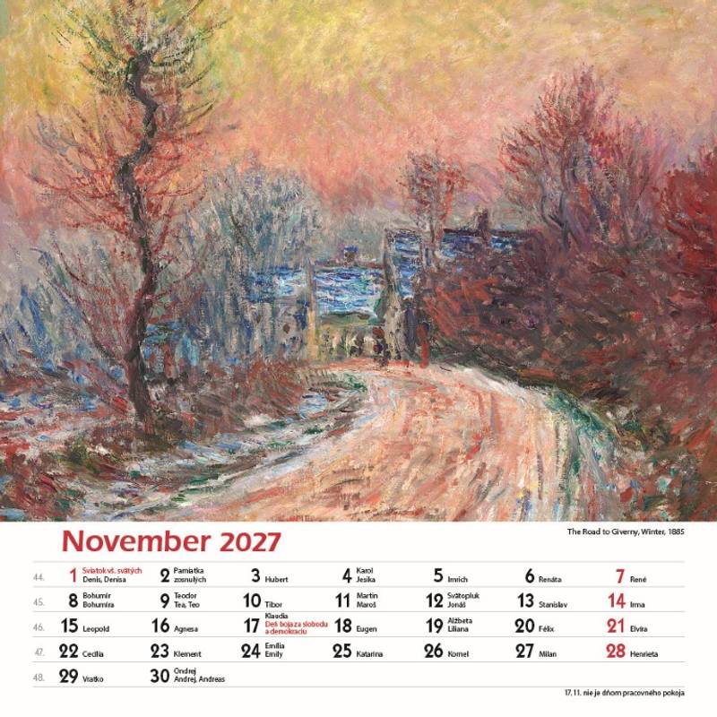 Nástenný kalendár Claude Monet štvorec 2027 Nástenný kalendár Claude Monet štvorec 2027