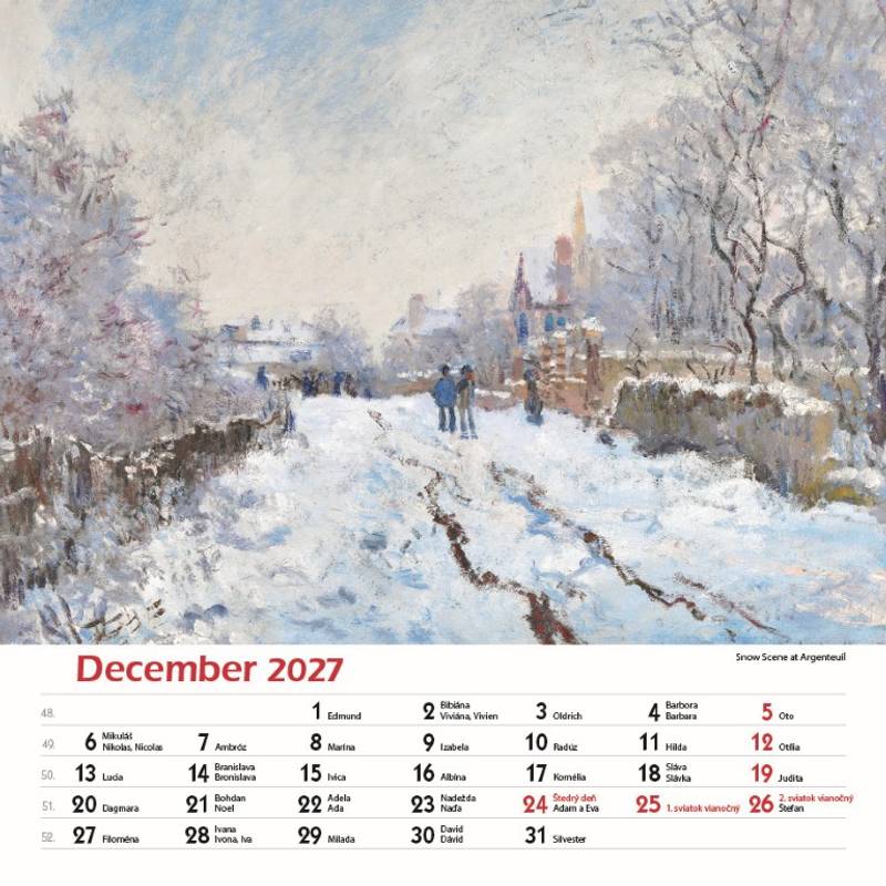 Nástenný kalendár Claude Monet štvorec 2027 Nástenný kalendár Claude Monet štvorec 2027