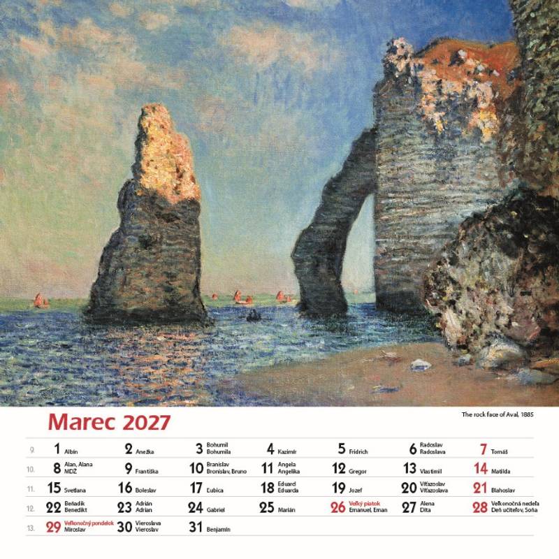 Nástenný kalendár Claude Monet štvorec 2027 Nástenný kalendár Claude Monet štvorec 2027