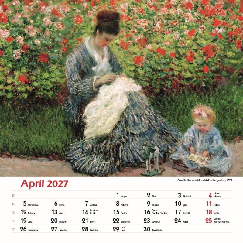 Nástenný kalendár Claude Monet štvorec 2027 Nástenný kalendár Claude Monet štvorec 2027