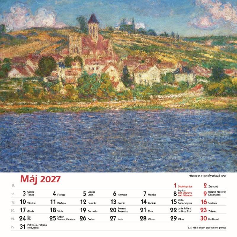 Nástenný kalendár Claude Monet štvorec 2027 Nástenný kalendár Claude Monet štvorec 2027