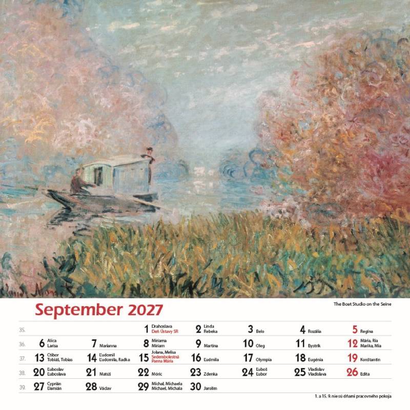 Nástenný kalendár Claude Monet štvorec 2027 Nástenný kalendár Claude Monet štvorec 2027