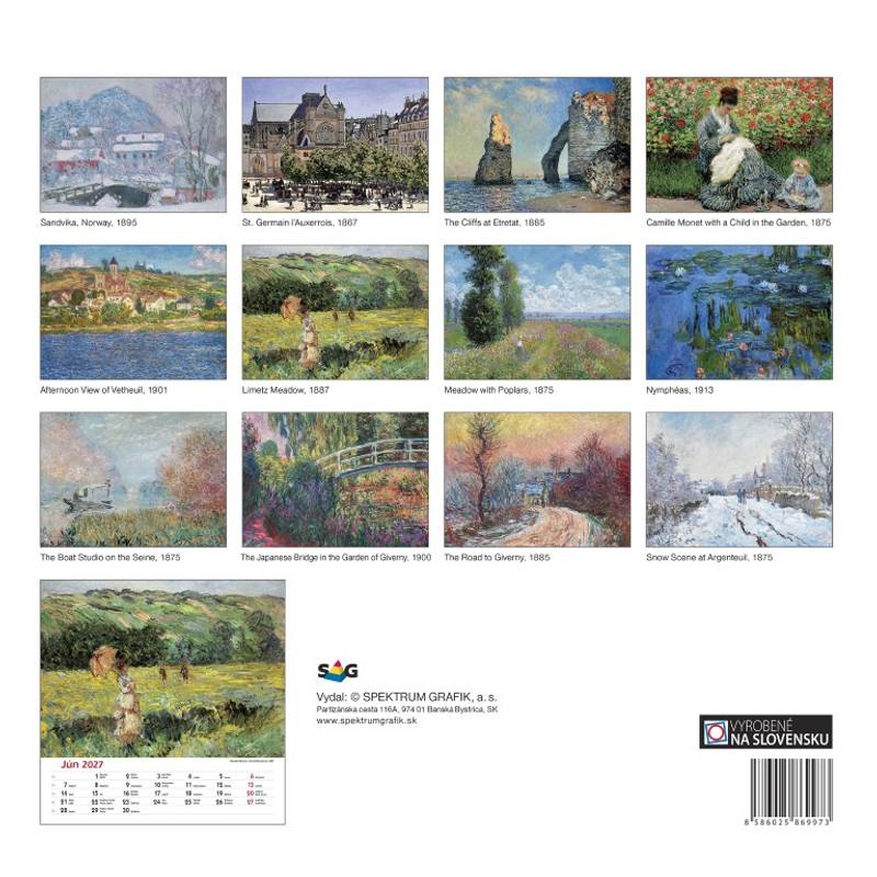 Nástenný kalendár Claude Monet štvorec 2027 Nástenný kalendár Claude Monet štvorec 2027